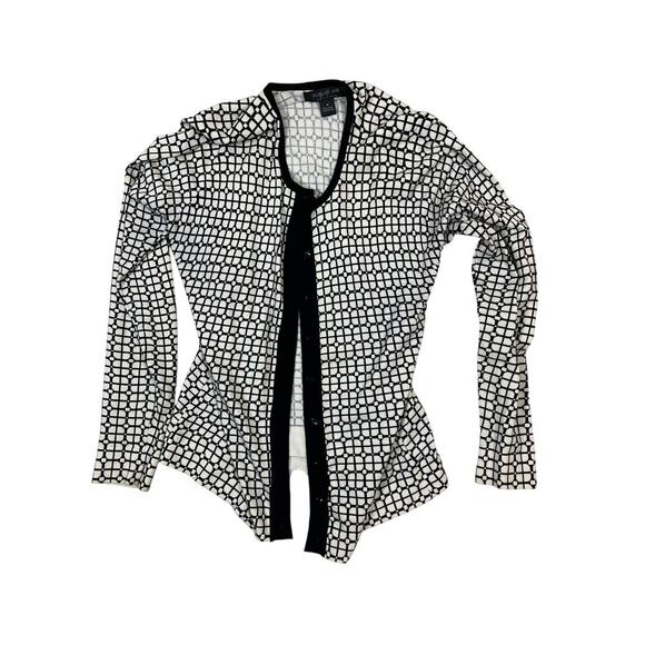 august silk Sweaters - August Silk Cardigan Women’s M Black White Geometric